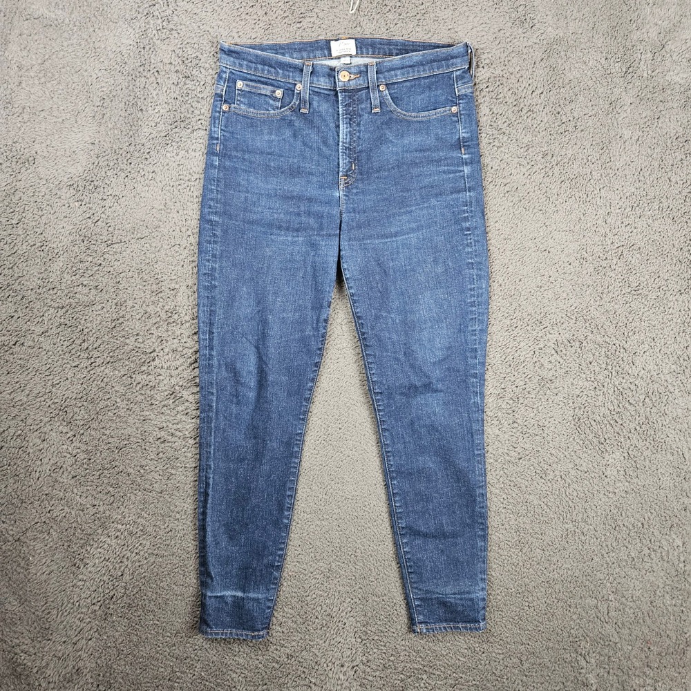 J.Crew 9" High-Rise Toothpick Skinny Jeans Dark Wash Blue‎ Size 31 H1879 Womens